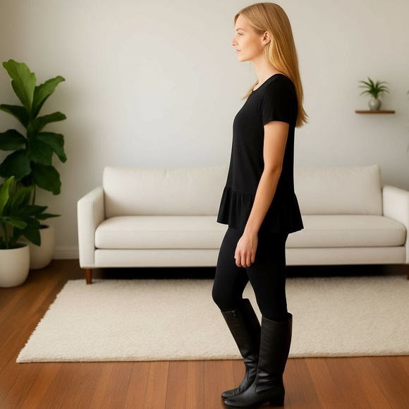 OS/TC/TC2 NEW Womens Solid Black Leggings Buttery Soft Yoga Pants - Picture 4 of 12